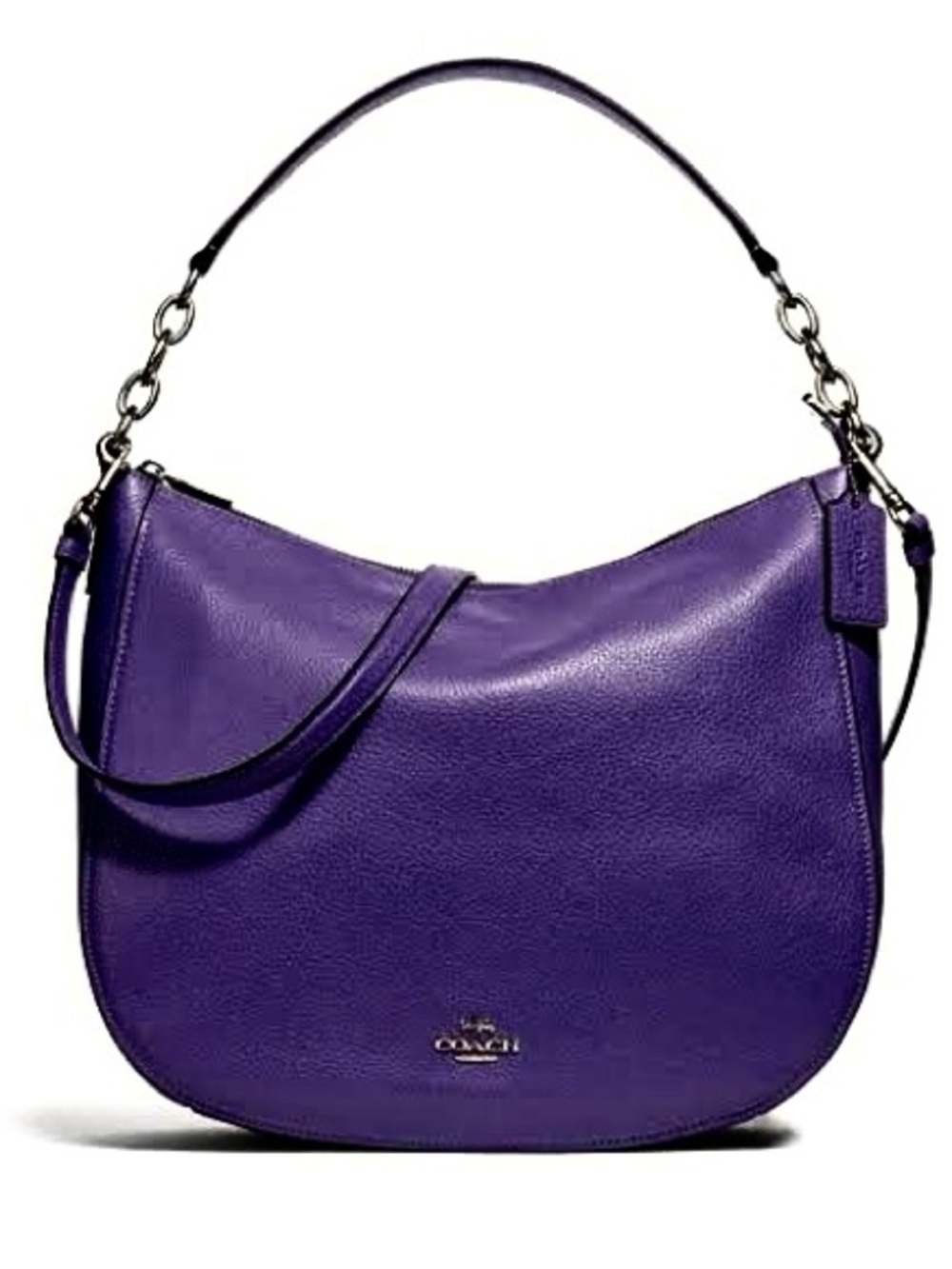 Coach Purple Pebbled Leather Hobo Bag - Picture 1 of 4